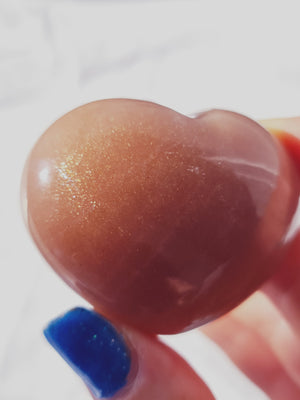 Peach Moonstone & Sunstone Puffy Heart #7