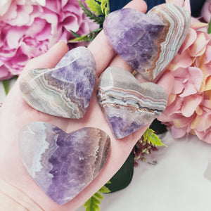 Chevron Amethyst & Agate Heart