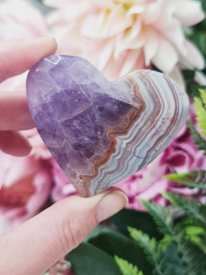 Chevron Amethyst & Agate Heart