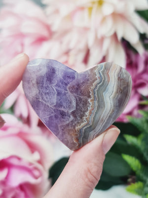 Chevron Amethyst & Agate Heart