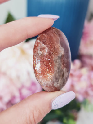 Red moonstone with sunstone inclusions