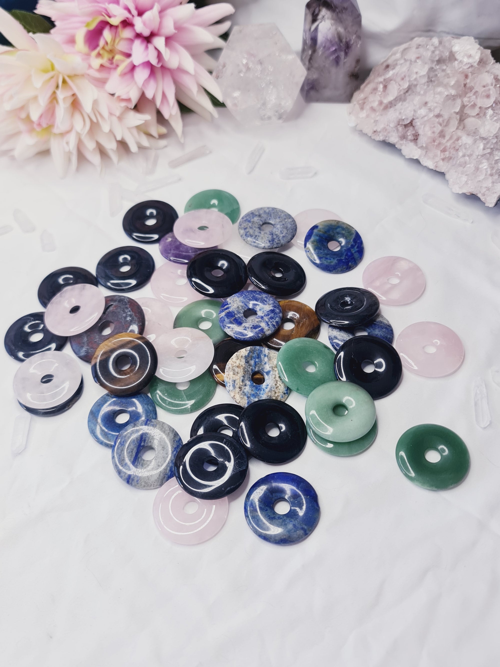 Sphere Stands or Pendant Donuts - Mixed Stone
