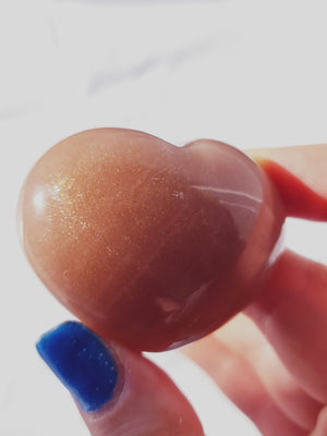 Peach Moonstone & Sunstone Puffy Heart #7