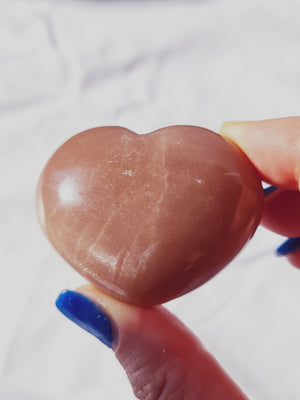 Peach Moonstone & Sunstone Puffy Heart #7