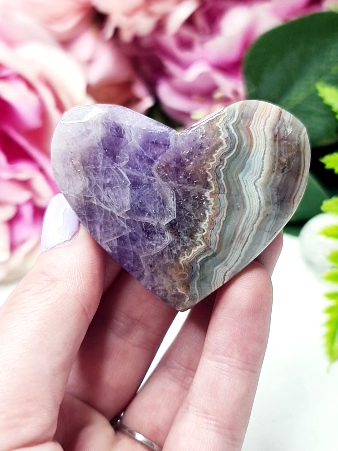 Amethyst Agate Hearts #d