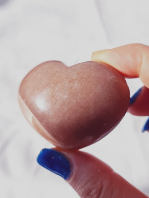 Peach Moonstone & Sunstone Puffy Heart #3