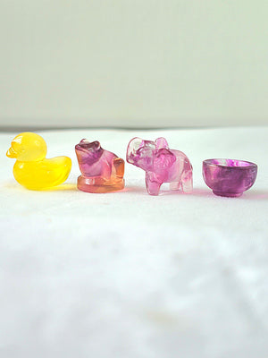 Jelly Fluorite minis carvings