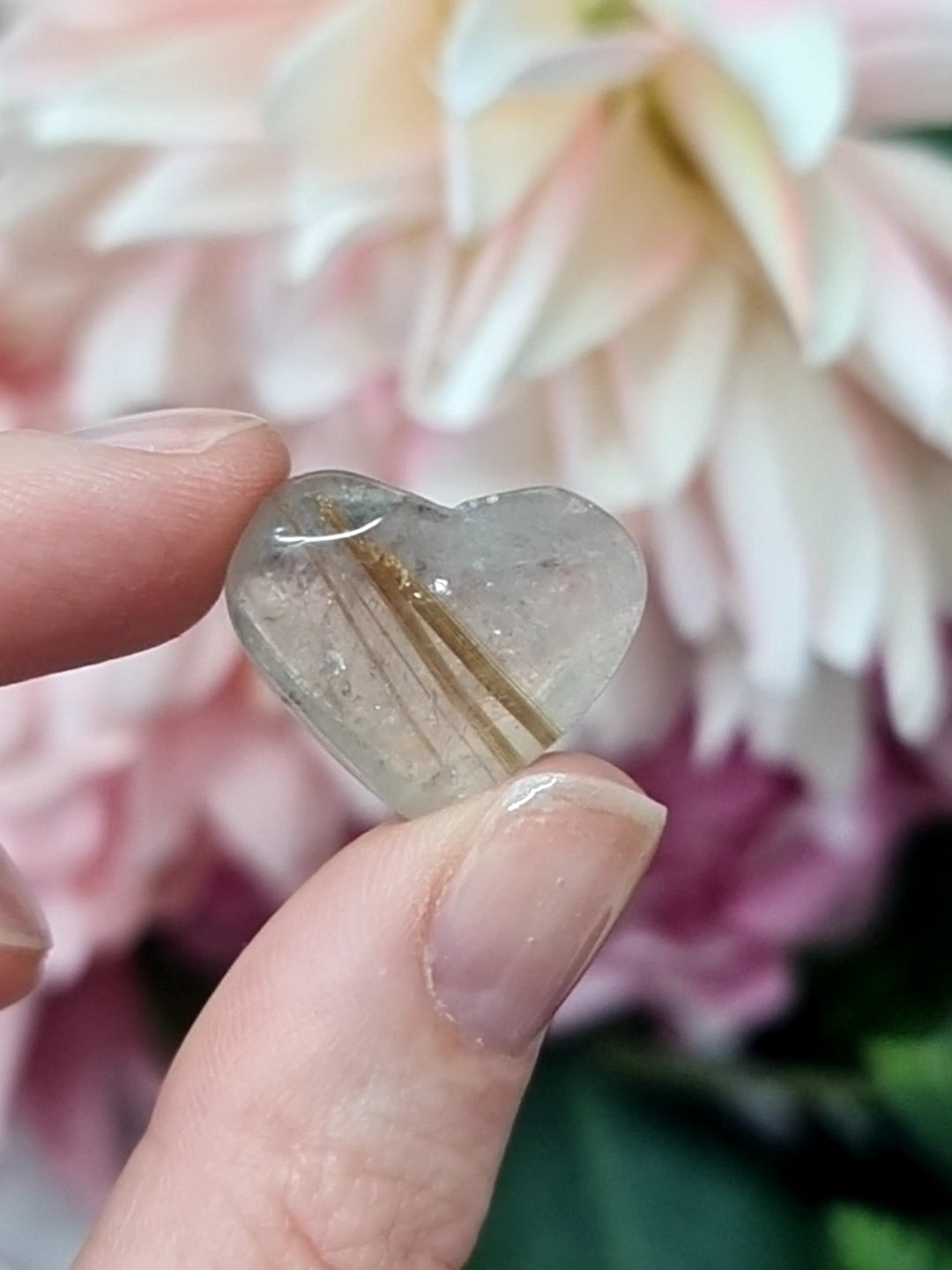 Rutile Quartz hearts #3