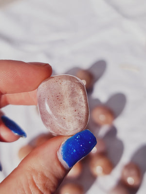 Peach Moonstone Tumbles with golden sunstone