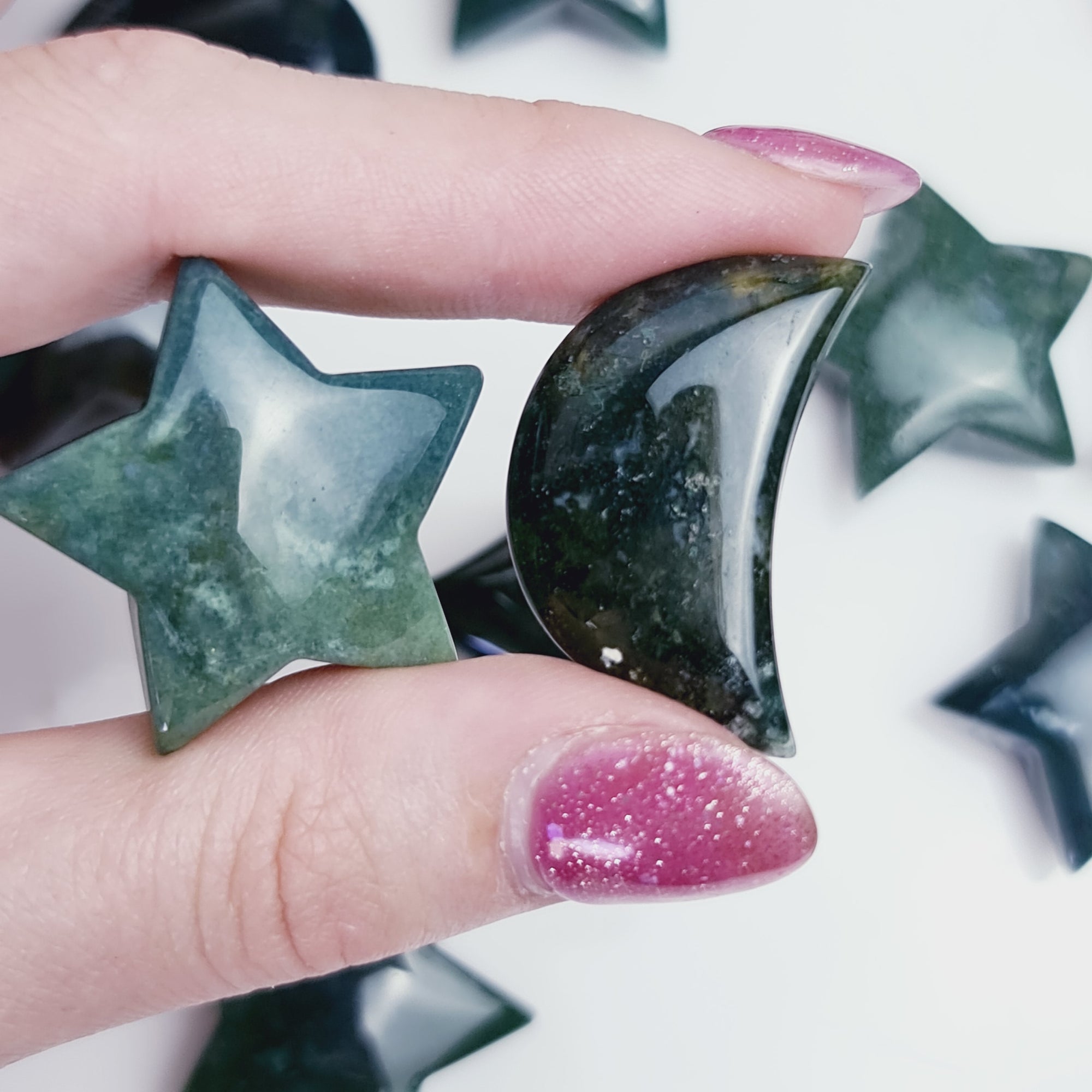 Moss Agate Stars & Moons